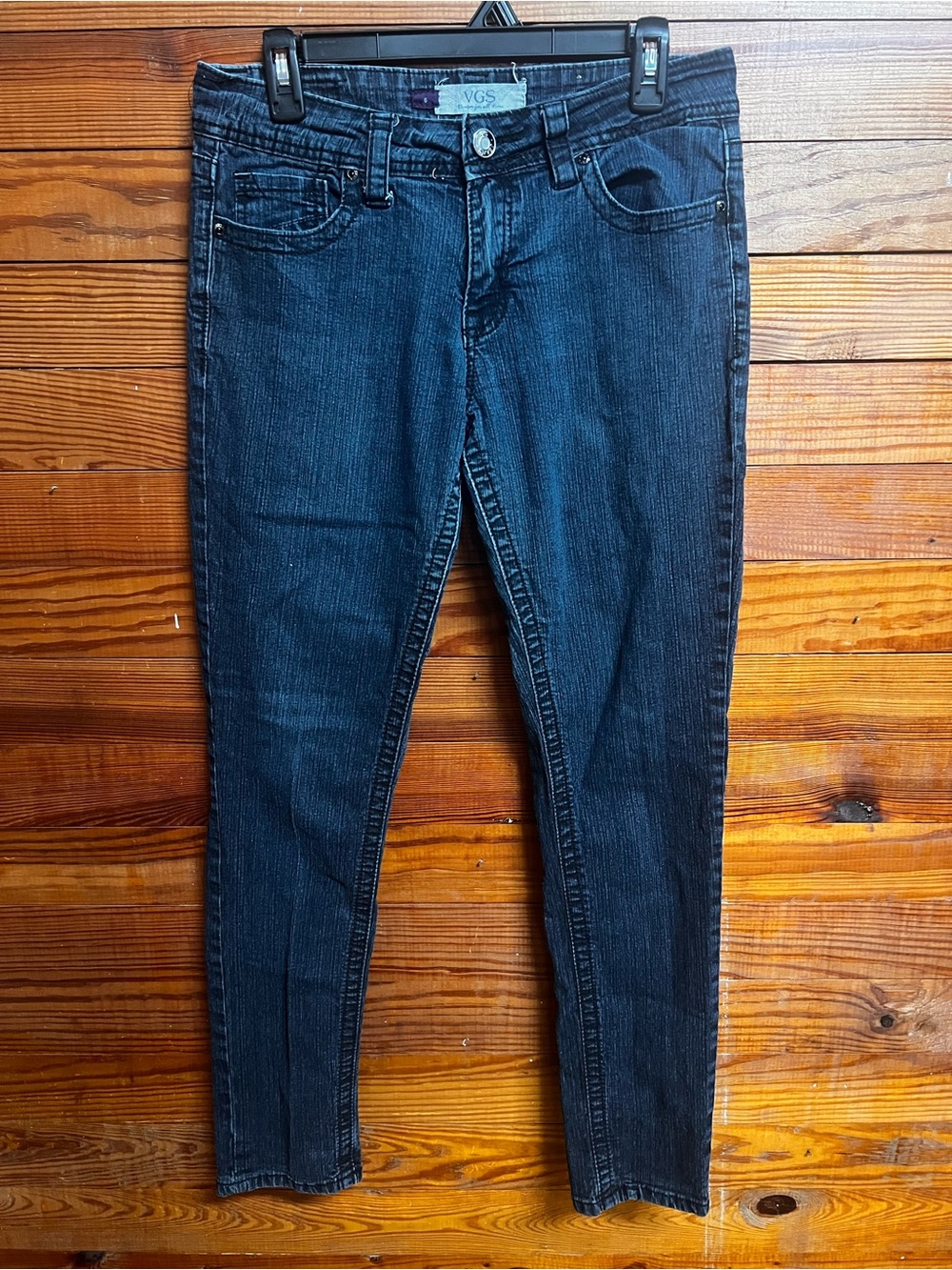 VGS Jeans Women’s 6 Skinny Jeans Dark Wash Fleur de Lis Embroidered Y2K